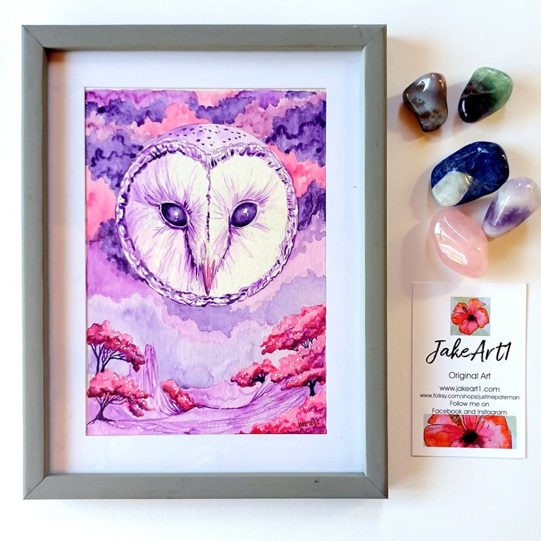 Owl moon original framed painting