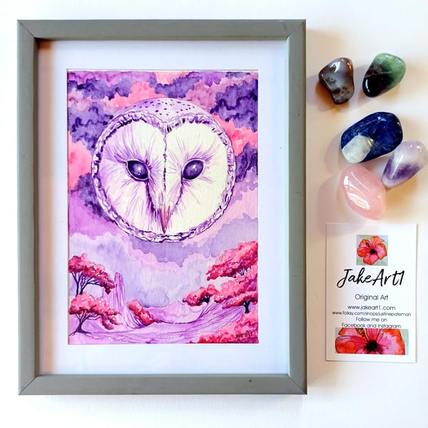 Owl moon original framed painting