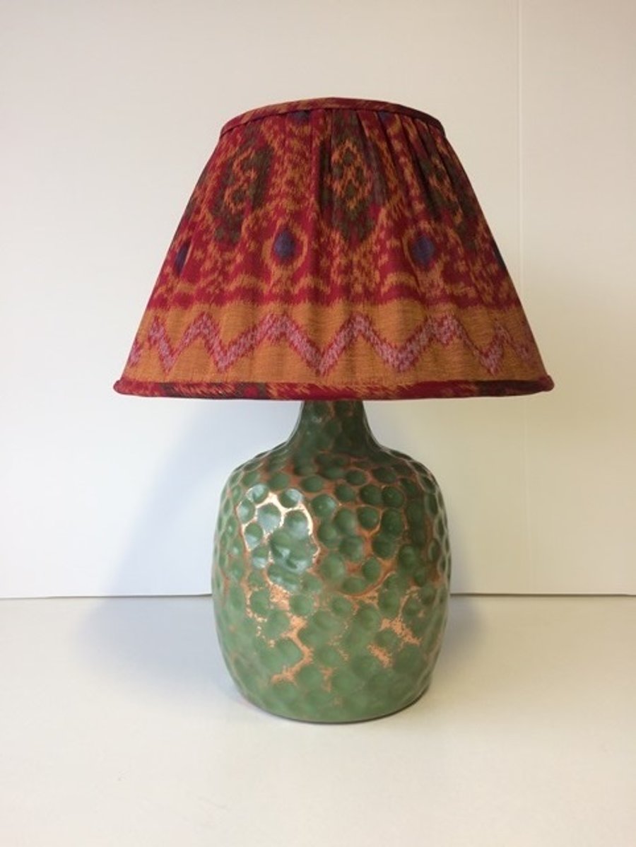Red and Gold Gathered Lampshade 