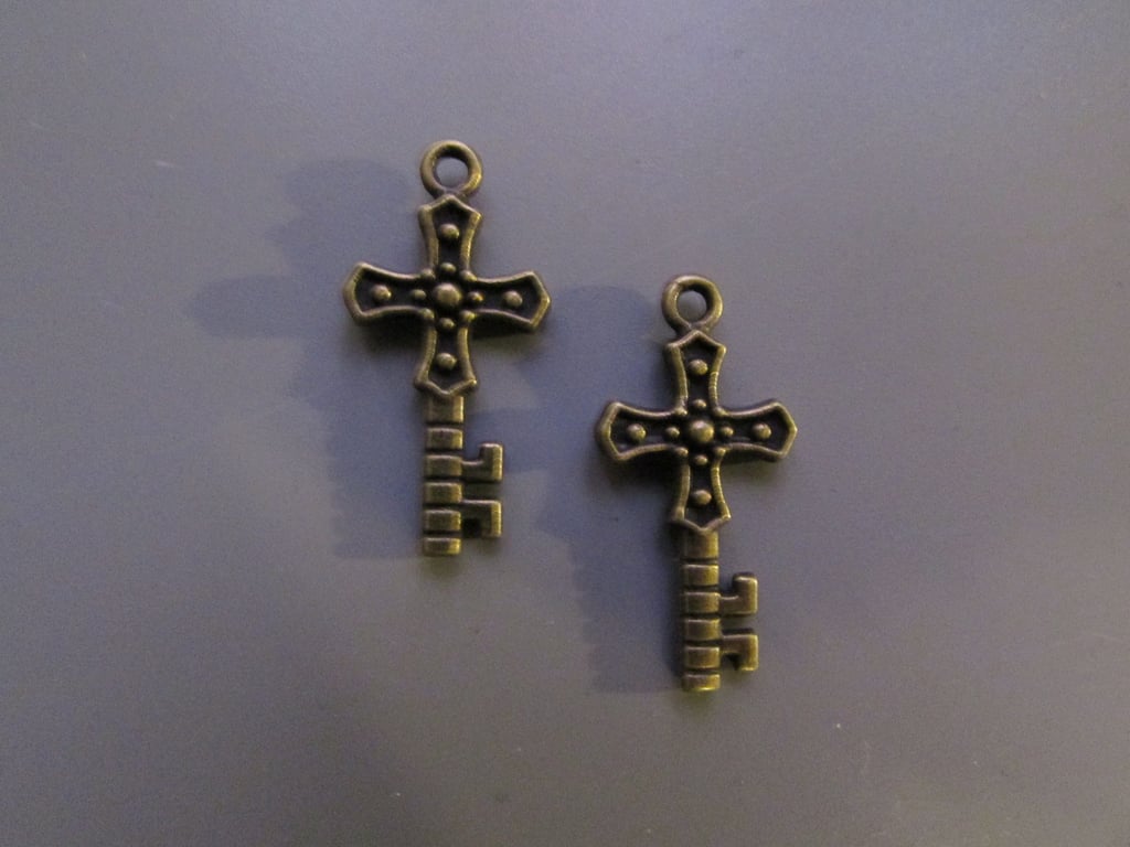 Bronze Cross Jewellery making charm pendant x 2