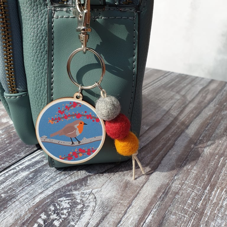 Robin Bag Charm Keyring