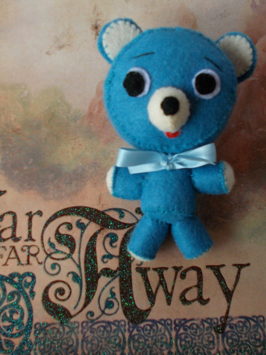 Blue Felt Teddy Bear