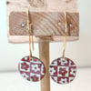  pink checkered flowers dangle earrings 