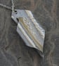 Scrolled leaf pendant in sterling silver,  hammered and hallmarked - Image 1