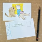 Deb and Eva Collaboration Screenprinted Postcard - perfectly imperfect