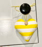 SALE - CLASSIC YELLOW AND WHITE STRIPED HEART DECORATION 