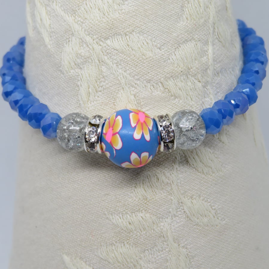 Lucy Blue Polymer Clay bracelet