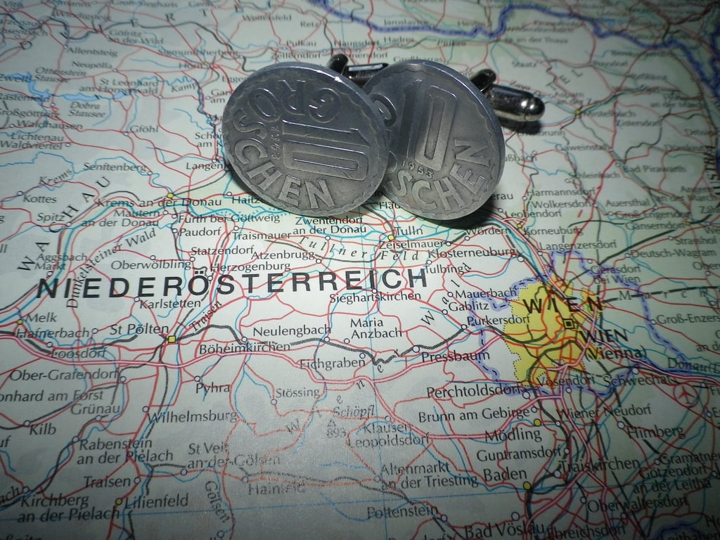 10th Anniversary Austrian coin cufflinks, gift wrapped, free shipping