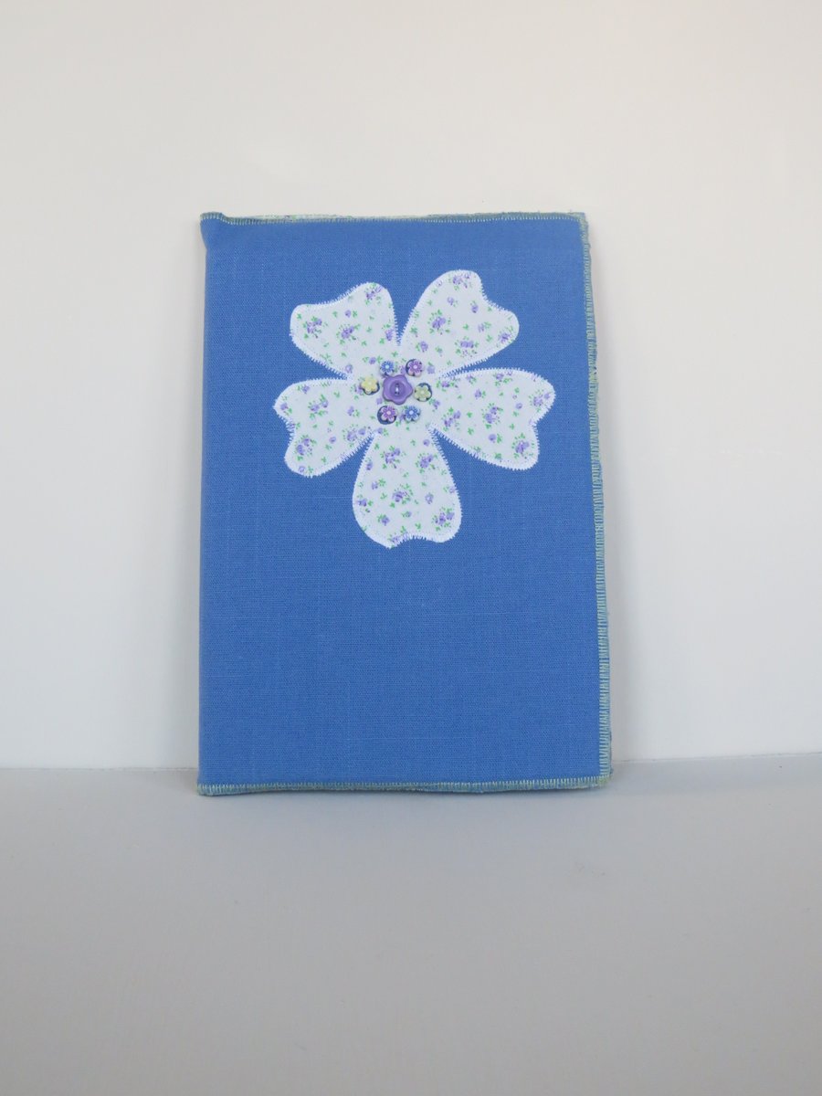 Flower and bead Appliquéd  covered A5 notebook