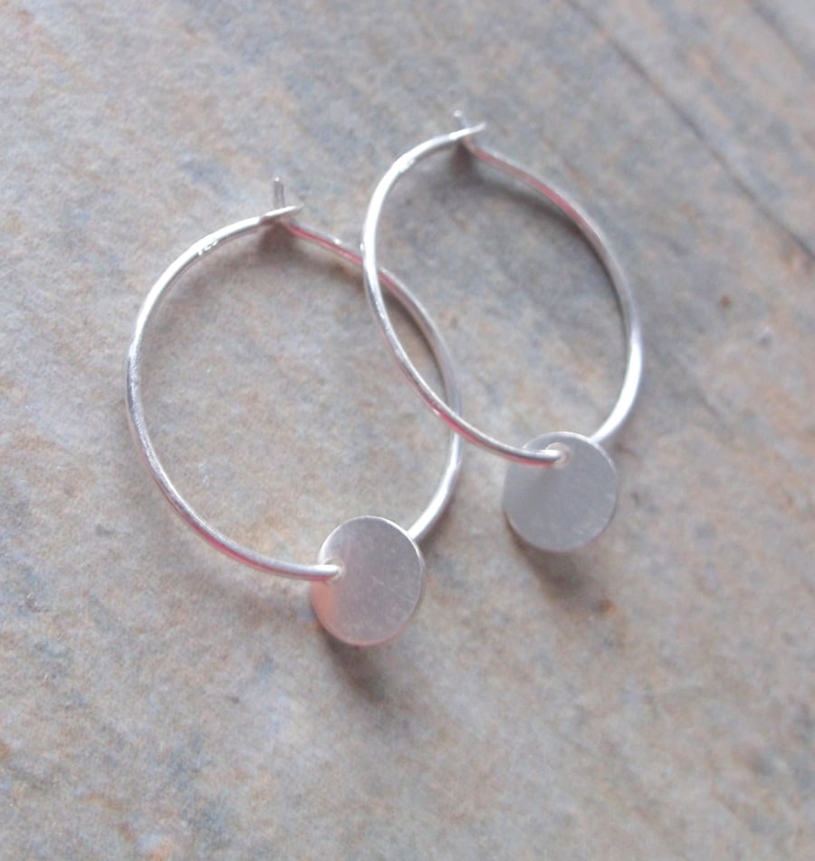 Sterling Silver 18mm Hoop Earrings with Circula Folksy
