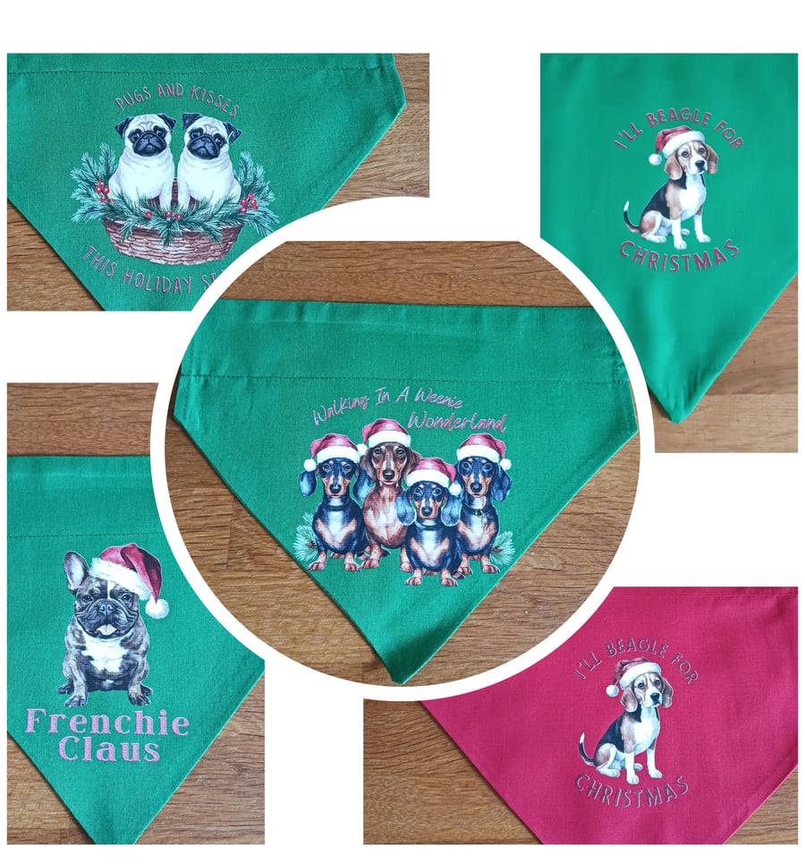Christmas doggy bandanas over-the-collar style - from 8.00