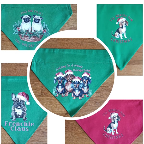 Christmas doggy bandanas over-the-collar style - from 8.00
