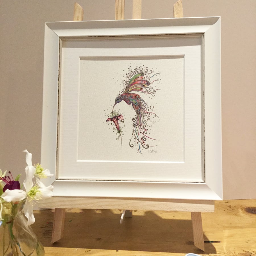 Small Framed Swirly Hummingbird 