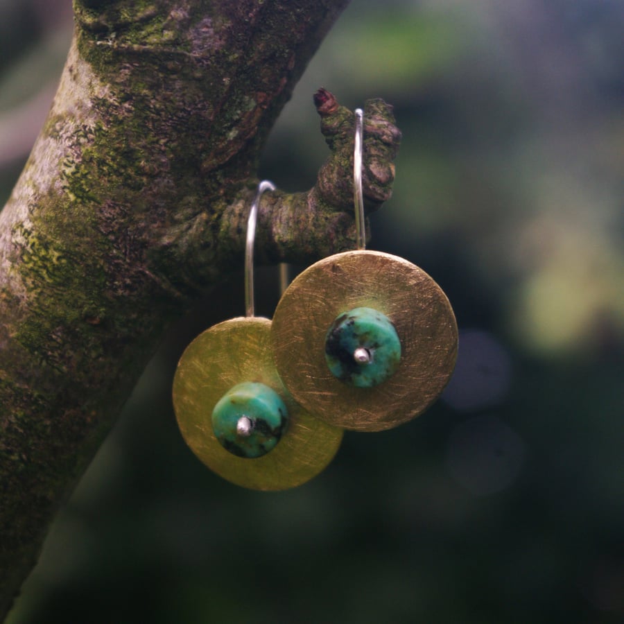 Brass circles with Amazonite Bead
