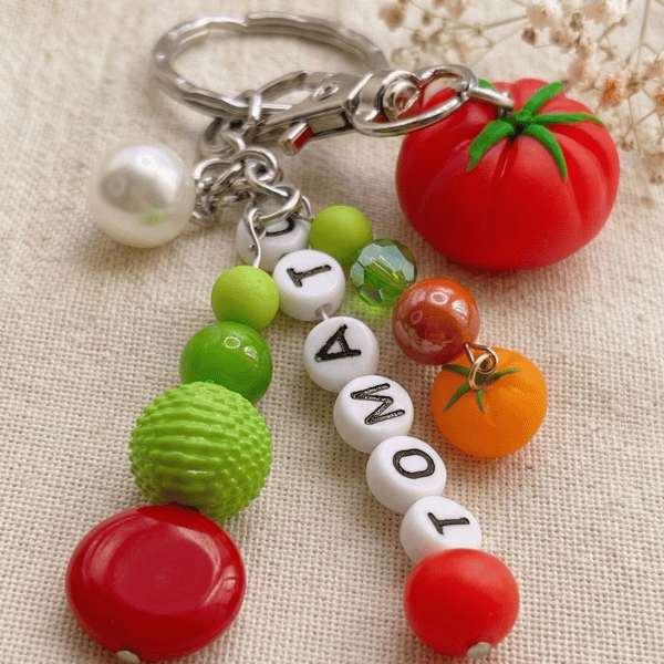 Funny Tomato Keychain, Kawaii Tomato Bag Charm, Gift for Foodie