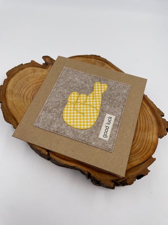 Good luck fingers crossed appliqué card