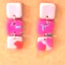Pink Dangly polymer clay earrings Handmade OOAK
