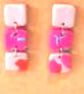 Pink Dangly polymer clay earrings Handmade OOAK