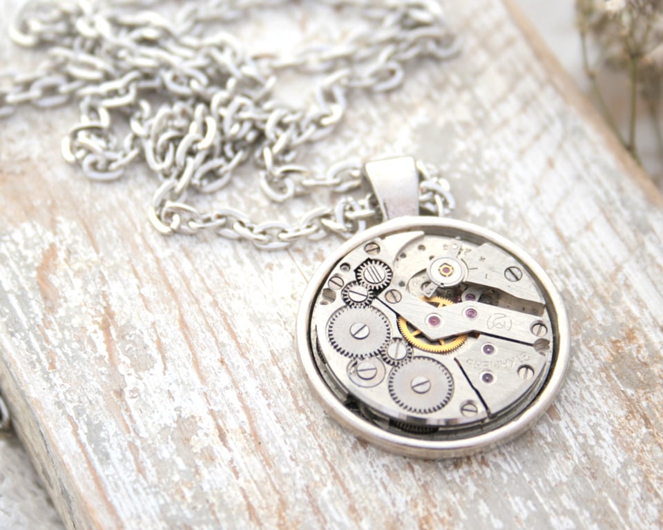 Steampunk Necklace Watch Movement Unisex Necklace