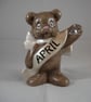 Ceramic Hand Painted April Birthstone Bear Animal Figurine Keepsake Ornament. - Image 1