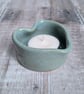 Speckled turquoise ceramic heart tealight holder  - Image 1