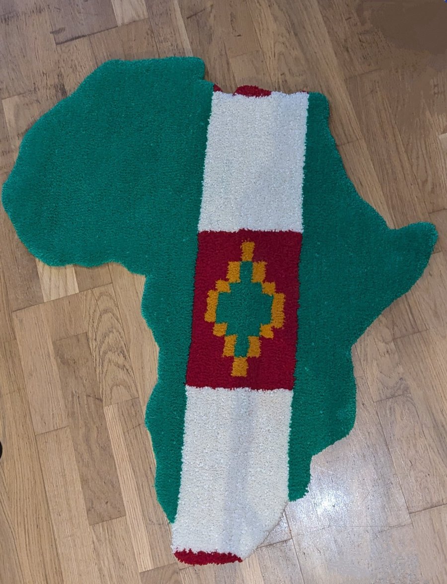 Kente Green Africa Rug – Handmade Afrocentric Textile Art