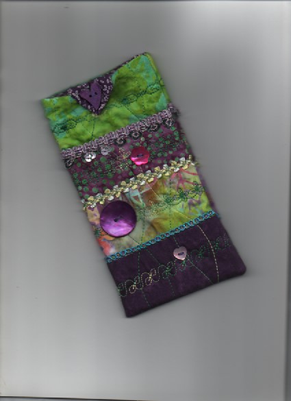 ChrissieCraft embellished BATIK fabric glasses case