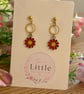 Red Flower Dangle Earrings, Enamel Floral Charms, Handmade Jewellery - Image 5
