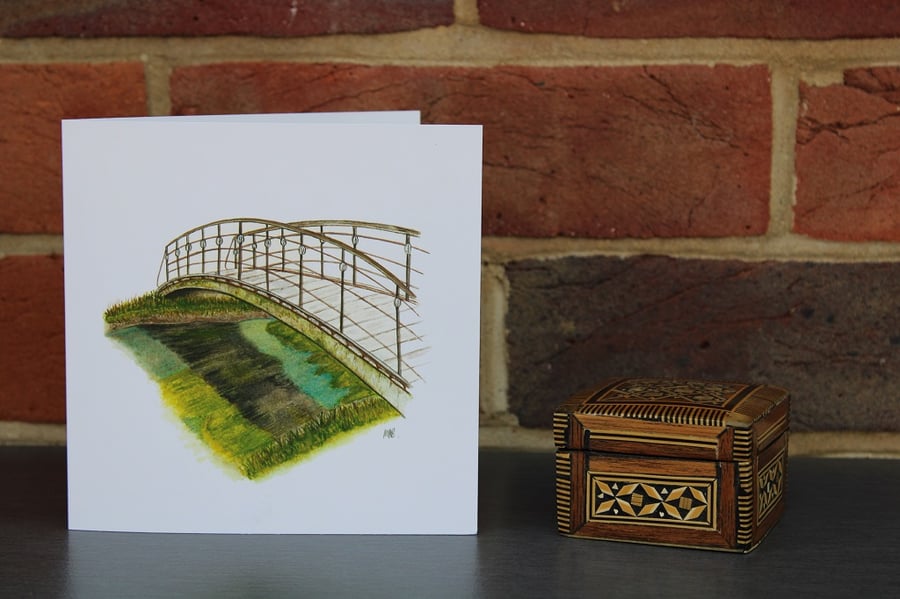 5 Bridge card printed from an original watercolour of a Foot Bridge