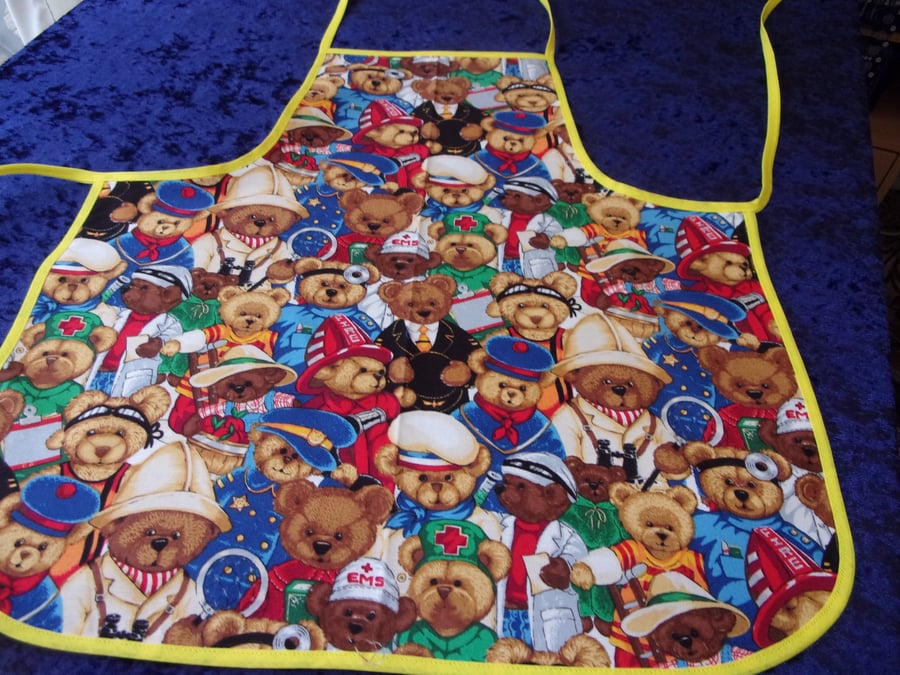Baby Apron with Teddy Bears as Firefighters, Doctors and Nurses 