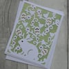 Rabbit with Easter Eggs, Flowers and Birds - Easter Card