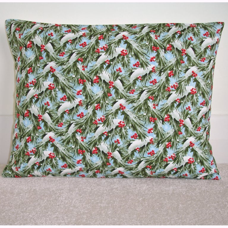 Christmas Cushion Cover Xmas Red Berry Snow Tree Branches
