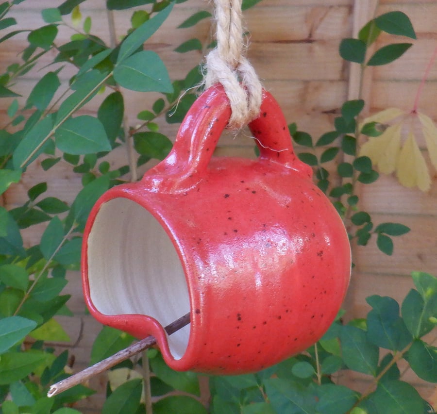 Bird feeder hand thrown in stoneware fully weatherproof wheelthrown pottery 