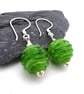 green ribbed lampwork glass earrings - Image 2