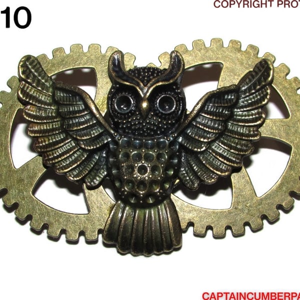 Bronze owl on bronze cogs DC10