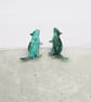 Titanium posts - Green galaxy rat stud earrings - Delicate hypoallergenic - Image 1