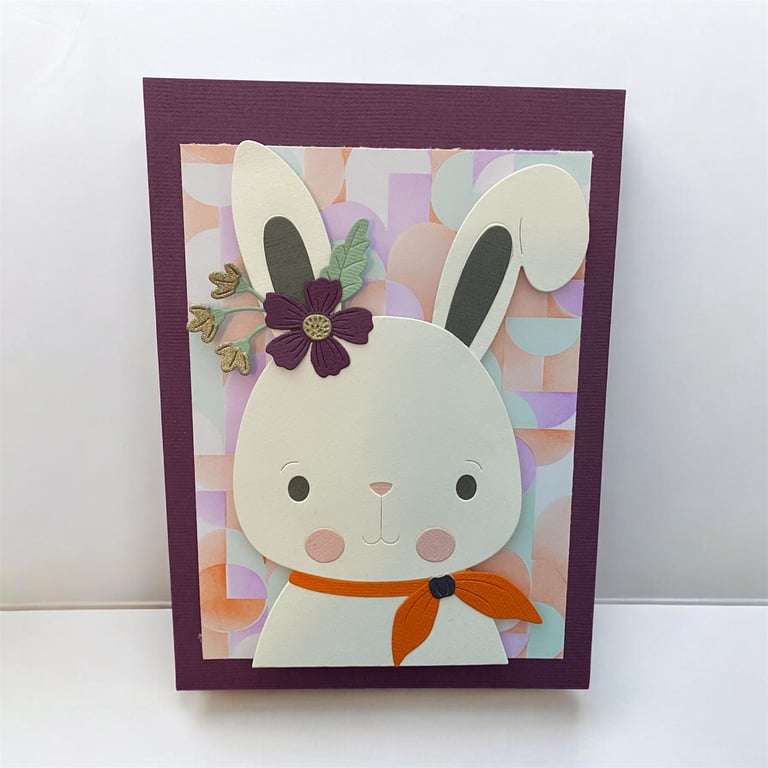Easter Bunny Spring Card Handcrafted with Dimensional Detail