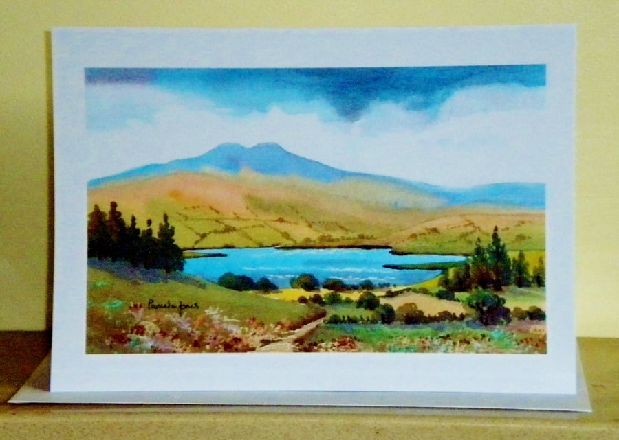 Art Greetings Card, Llangorse Lake, Brecon Beacons, Blank inside, A5