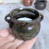 Perfectly imperfect Small ceramic cauldron tealight, shiny