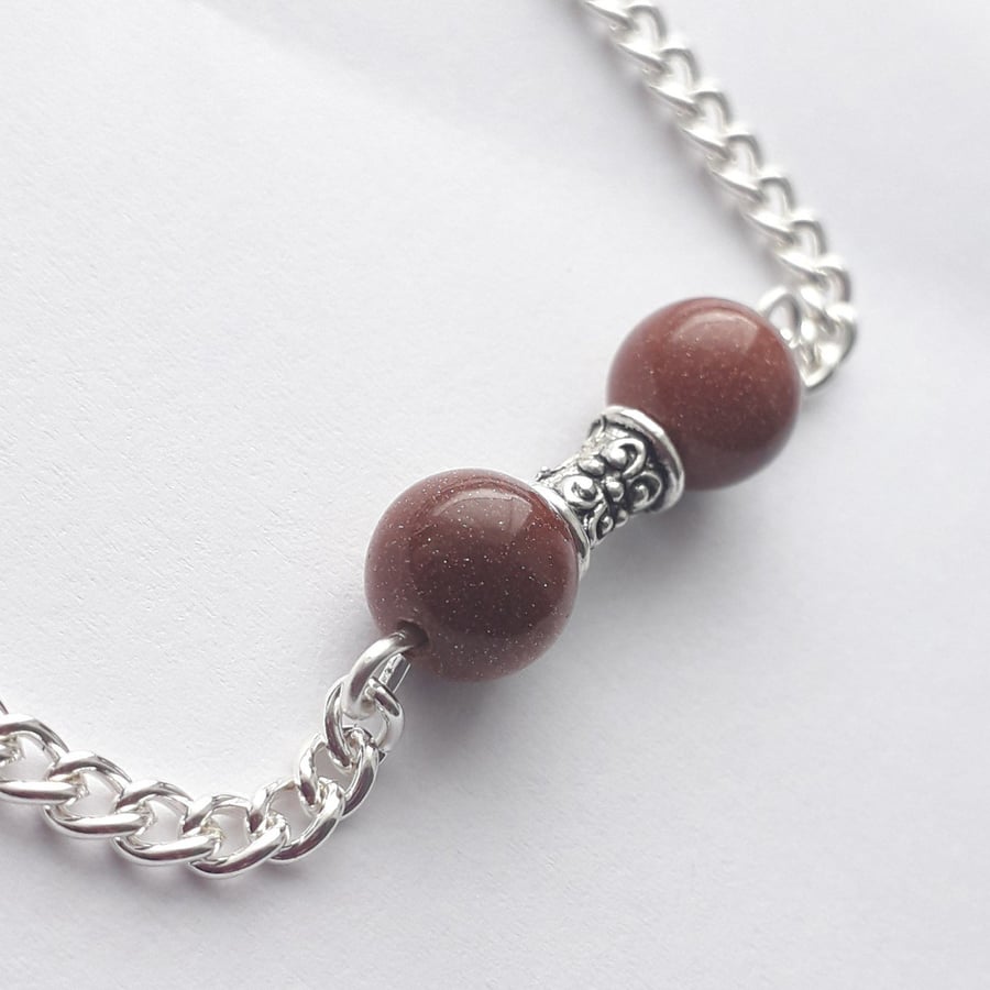 Goldstone Bead Chain Bracelet 