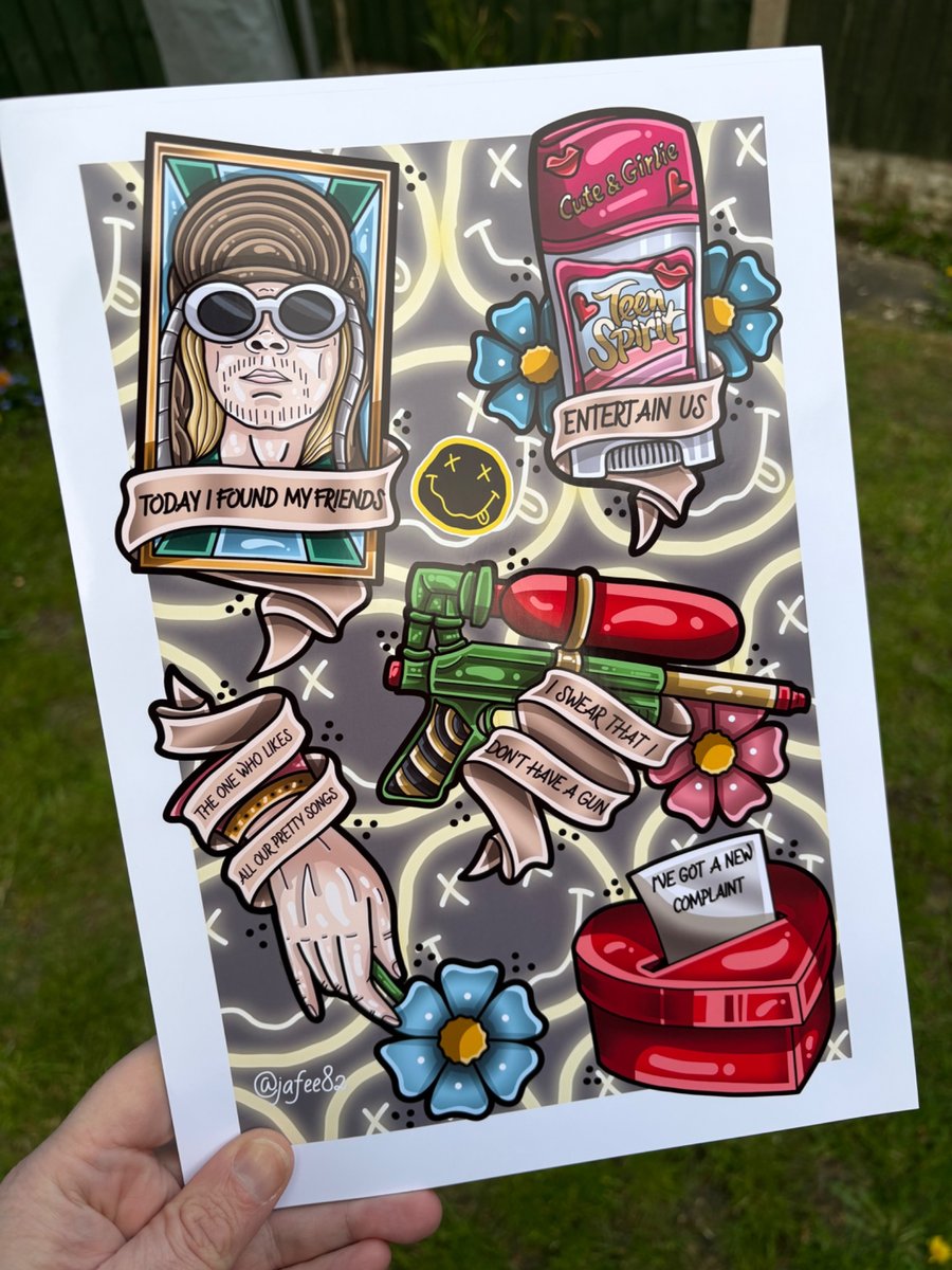 Nirvana Full Colour New School Tattoo Flash Print