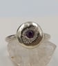 Sterling Silver Ruby Ring – Molten Texture – July Birthstone - Size O - Image 2