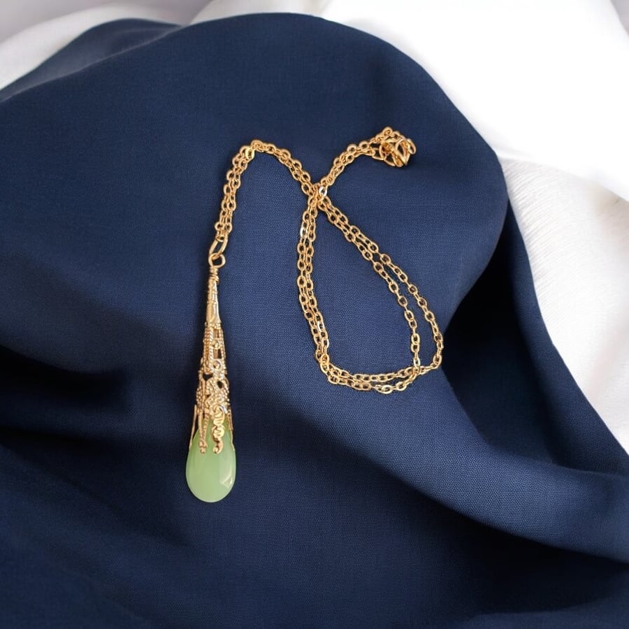 Gold Plated Filigree Pendant - 17” - New Egyptian Collection