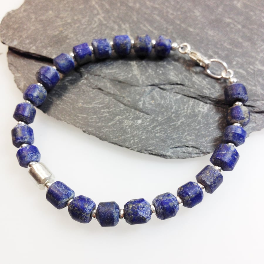 Lapis lazuli and sterling silver bracelet