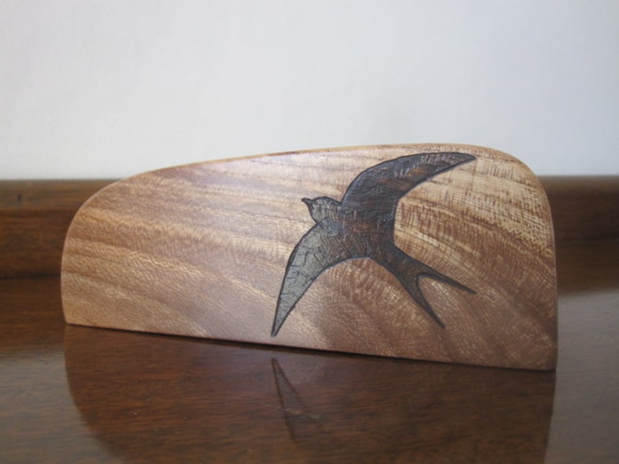 Spalted Beech Ornament with Swallow Design