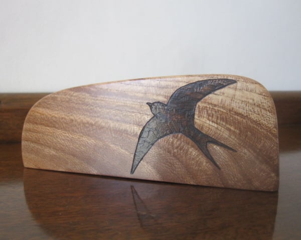 Spalted Beech Ornament with Swallow Design