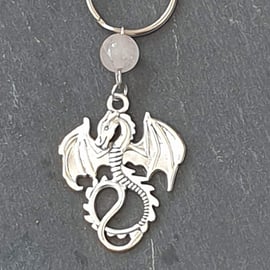 Dragon Keyring with Rose Quartz Bead