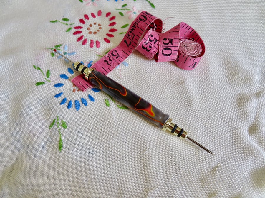 Hand-turned acrylic seam ripper with stiletto