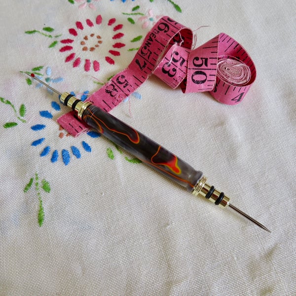 Hand-turned acrylic seam ripper with stiletto