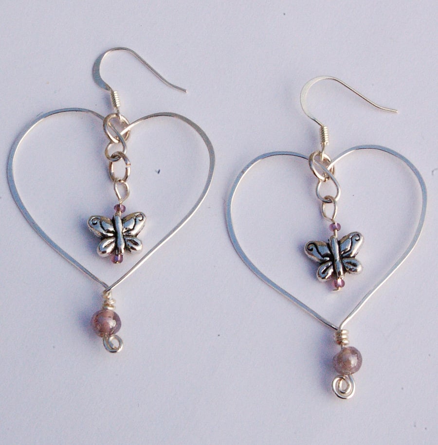 Butterfly and Heart Earrings